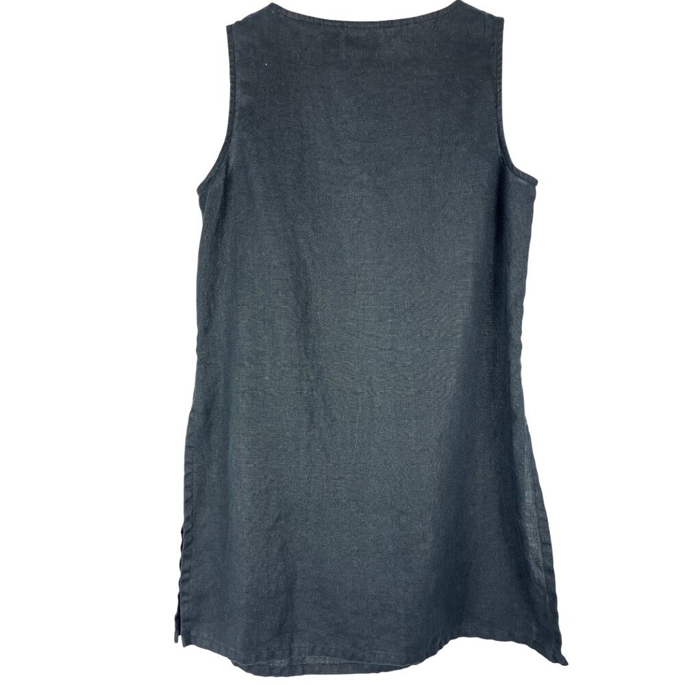 Chico’s Black 100% Linen Sleeveless A-Line Tunic Top Minimalist Size 1 - Picture 2 of 9